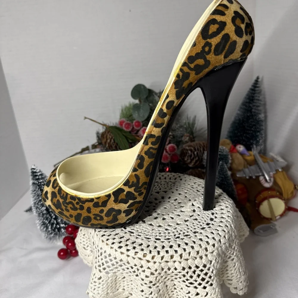 Wild Eye Designs Leopard Print High Heel Stiletto Shoe Wine Holder
